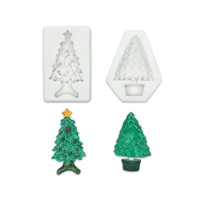 China 3D Silicone Christmas Tree Silica Gel Fondant Cakes Chocolate Soap Baking Bar Candles Home Decoration Mold for sale