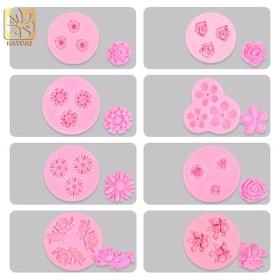 China Round Disposable Flowers Soap Mold Silicone 3d Baking Fondant Cakes Cookies Chocolate Candles Home Decoration Crafts DIY Mold for sale