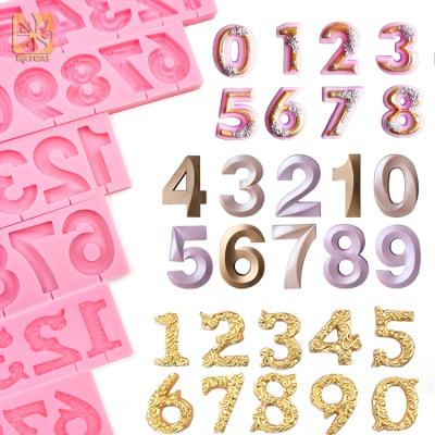 China Disposable 3D Arabic Numerals Silicone Chocolate Baking Cake Mold for sale