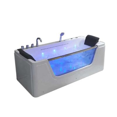 China Hydromassage Freestanding Indoor Whirlpool Bathroom Jetted Spa Glass Tub Waterfall Portable Adult Soaking Bathtub for sale