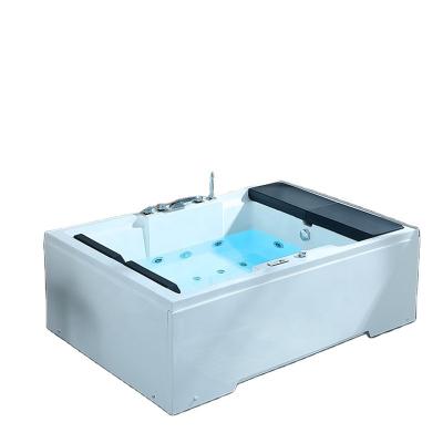 China Two Person Jetted Tub 2 Person Modern Premium Acrylic Rectangular Skirted Bathtubs 2 Person Whirlpool Bathtubs With Pillow for sale