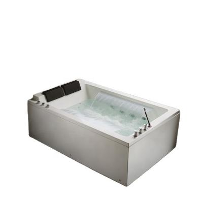 China Two-sides rim luxurious waterfall massage jet whirlpool suring double bathtub chromatherapy for sale