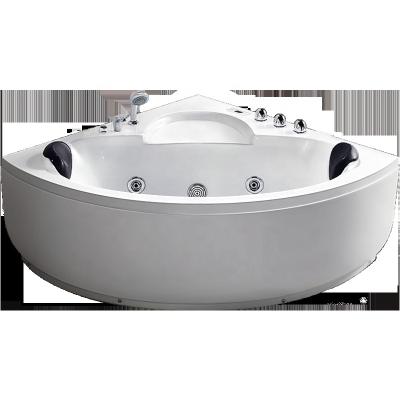 China Hot Selling Whirlpool White Hydraulic Adult Home Bathroom Two Person Bathtub Single Skirt Corner 1.5m Massage for sale