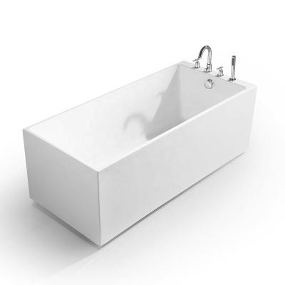 China Reversible 1.5-1.7m Rectangular Freestanding Drain Fiberglass Soaking Floor Stand Up Acrylic Freestanding Bathtub for sale