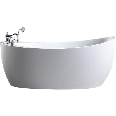 China Freestanding Elegant White Gloss Acrylic Soaking Bathtub With Faucet Deck-Mounted Free Standing Bathtub for sale