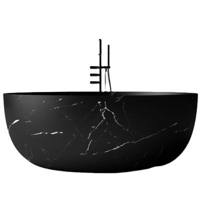 China New Style Acrylic Solid Outdoor Bathroom Artificial Stone / Resin Stone Round Freestanding Bathtub for sale