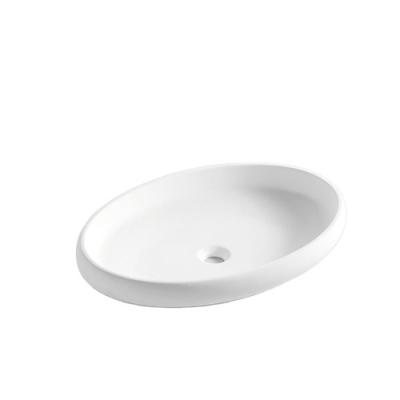 China Modern Oval Artificial Stone Countertop Bathroom Table Top Wash Basin White Marble Hand Basin for sale