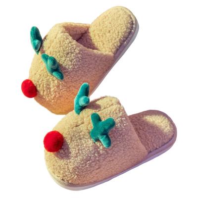 China CUSHIONING EXROTOY Customizable Slippers Cute Buckhorn Cartoon Couple Slippers Plush Non-Slip Warm Home Slippers for sale