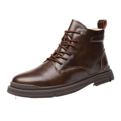 China CUSHIONING Exrotoy High Chelsea Leather Boots Men's Martin Boots Leather Autumn and Winter Cashmere Boots for sale