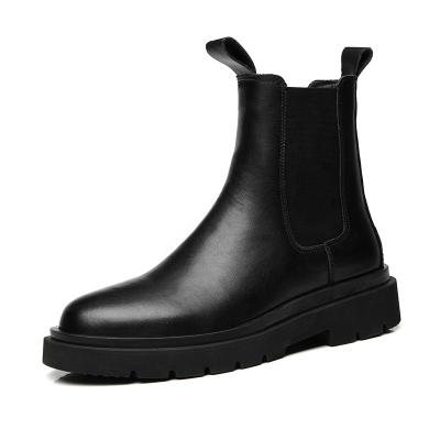 China CUSHIONING Exrotoy High Chelsea Leather Boots Men's Autumn And Winter Martin Boots Leather Fashion Smoke Cashmere Boots for sale