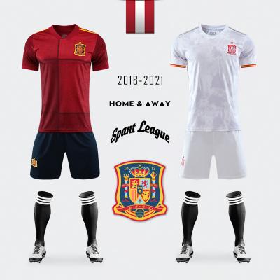 China 2018-2021 High Quality Custom Made QUICK DRY Home And Away European Cup National Team Soccer Uniforms Spain Tank Tops for sale