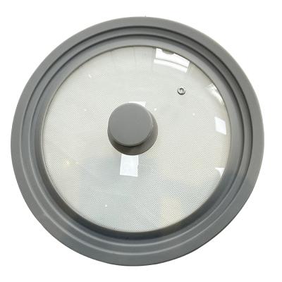 China Hot Selling Viable Glass Pot Lid Large Size Universal Kitchen Gray Siliconl Cover For Pot And Pans for sale