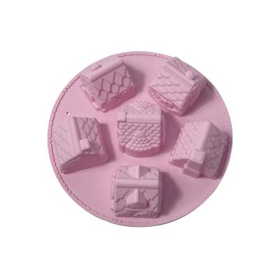 China 2022 Sustainable New Design House Form 6 Grid DIY Silicone Cake Molds Kitchen Molds Baking Molds for sale