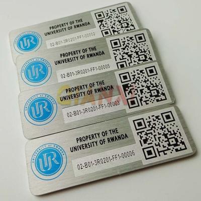 China Custom Aluminum Europe Capital Barcode Labels Metal Identification QR Code Tags For Equipment for sale