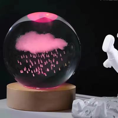 China Colorful Lighting Decoration USB Luminous 3D Art Crystal Ball Glass Night Light Table Lamp for sale