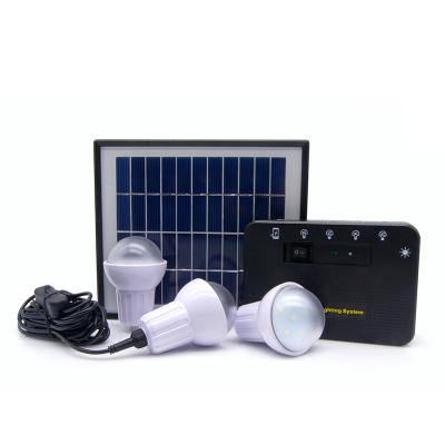 China Home Solar Power Manufacturers Support OEM Products LED Light Solar Power System with 3pcs LED Bulbs and Phone Charger System for sale