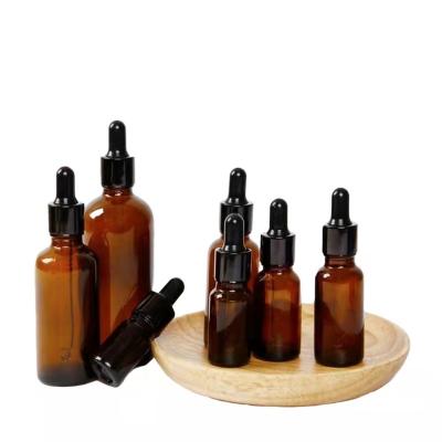 China Eco - Friendly Frosted Amber Skin Cream Essential Oil Dropper Glass Bottles Pharmaceutical Manufacturer for sale