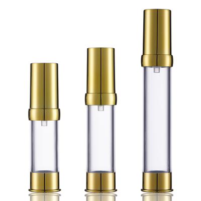 China Eco - Friendly Rose Gold Transparent 15ML 20ml 30ml AS Airless Bottles With Lotion Spray Pump for sale