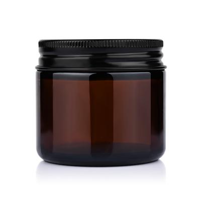 China Gift & Empty Clear Craft Amber 50ml 100ML 250ML 500ML Candle Glass Jar With Black Gold Aluminum Metal Lids for sale