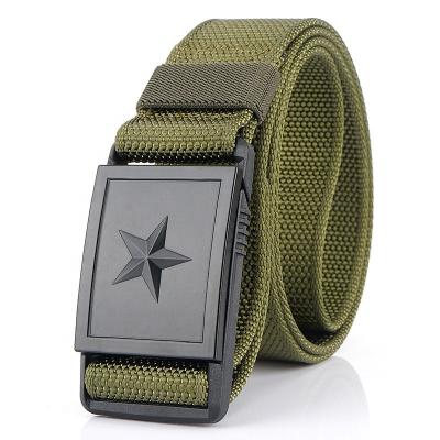 China New Polyester Custom Nylon Magnetic Buckle Belt Tactical Nylon Men's Leisure Military Training Webbing 5 Star Belt for sale