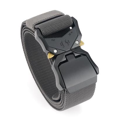 China Nylon/Polyester With Gray Military Metal Quick Release Buckle Outdoor Men's Heavy Duty Belt Elastic Dark Walking Men's Nylon Work Belt for sale