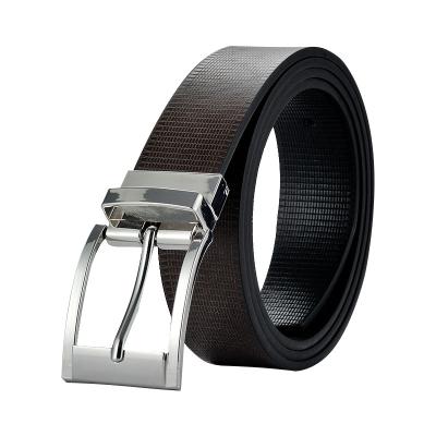 China Custom Reversible 2 Sides Cowhide Men's Casual Leather Belt PU Cut-to-Fit Golf Turn Buckle Belt for sale