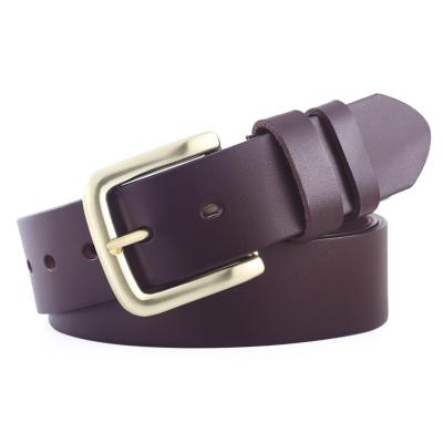 China Custom Made 35mm Classic Mens Cowhide Genuine Leather Jean Belt Work Business Dress Belt With Crotch Buckle For Men for sale