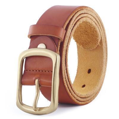 China Custom Cowhide Mens Leather Belt Casual Vintage Pin Buckle Genuine Leather Belts for sale