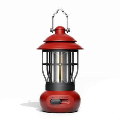 China Retro Portable LED Camping Lights Rechargeable Outdoor Tent 250lm Warm White Portable Dimmable Camp Lantern for sale