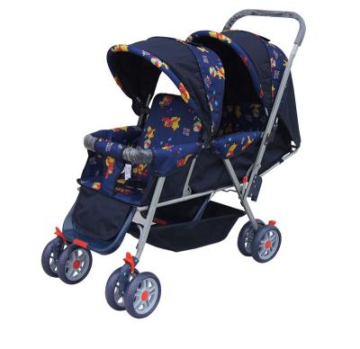 China Multi-functional polyester and stainless steel fabric cloth material goal view TC twin baby stroller yes foldable for sale