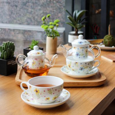 China One Person Afternoon Tea Ceramic Cup and Saucer with Sustainable Tea Infuser Strainer for sale