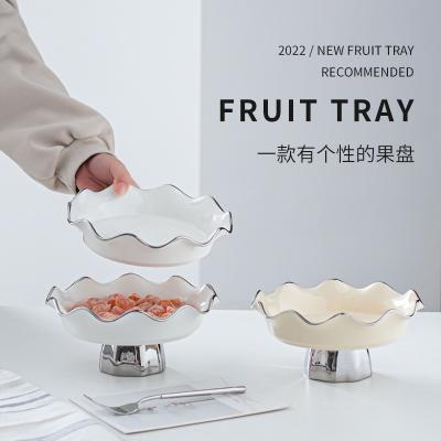 China Taça de salada de cerâmica sustentável Decoração doméstica de luxo europeia para servir sobremesas e lanches à venda