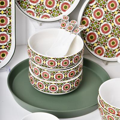 China Keuken Tafelplaat Keramische borden Set Boheemse stijl Print Diner Plaat Dessert Plaat Te koop