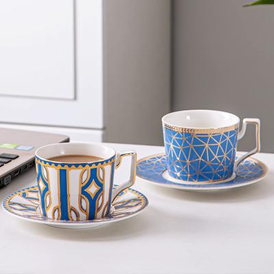 China Reusable Floral Decal Design Porcelain Cup And Saucer Set Ceramic Turkish Coffee Tea Cup for sale