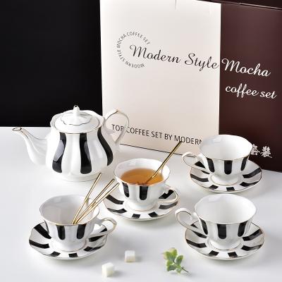 China Ceramic Tea Set In European Style Porcelain Teapot Cups And Saucers For Afternoon Tea for sale