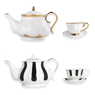 China Cup Tea Set Of 6 Ceramic English Coffee Tea Sugar Container Set Arabic Teapot And Plate Suacer for sale