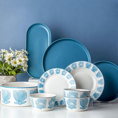 Chine Céramique de style européen Bleu Alice Servir à manger Pour la table de cuisine à vendre