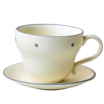 China Stocked Ceramic Cups Saucers Ceramic Stoneware Coffee Mug And Saucer Set For Tea for sale