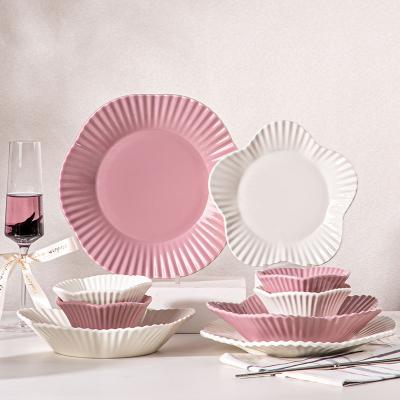 China 12 Personas Partidas Artesanía de mesa Decoraciones de mesa 16 Pcs Cerámica Set de cena Nordic porcelana en venta