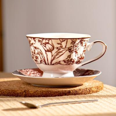 China Sustainable Ceramic Tea Cup Set For Elegant Cappuccino Cups And Porcelain Mug for sale