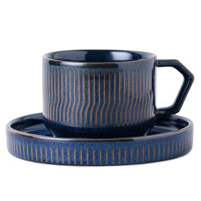 China Tazas y platillos de café con glaseado reactivo Tazas y platillos de café con glaseado reactivo en venta