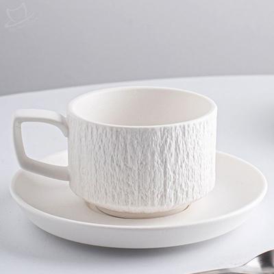 China Europe Design Porcelain Tea Cup And Saucer Set Stone Texture Nordic Cappuccino Cup Set for sale