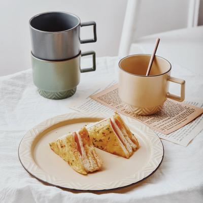 China Classic Design Style Coffee Afternoon Ceramic Cup And Saucer Set With Stoneware Cups for sale