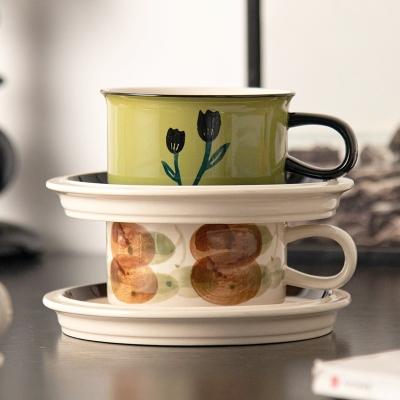 China Europe Design Style Keramische schotel en beker Set Creatieve nieuwheid Koffiekop Met Schotel Te koop