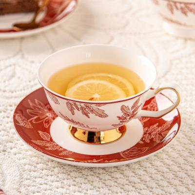 China Spring Festival Ceramic Tea Cup And Saucer Set For Traditional Chinese Tea Ceremony for sale