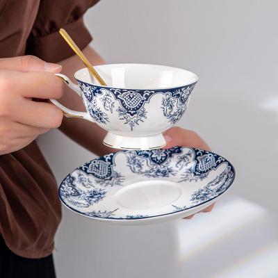 China 2024 Eid Al Fitr Luxury Flower Coffee Mug Porcelain Ramadan Cup And Saucer Plate Set for sale