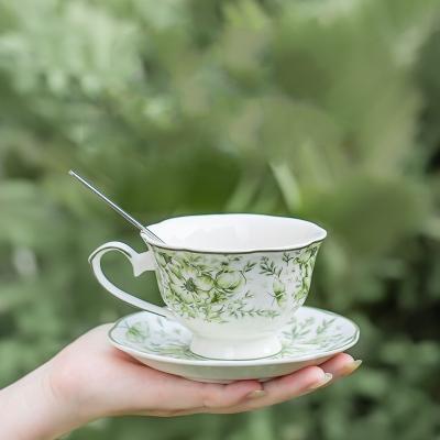 China Floral Cups Porcelain Tea Cups And Saucers Set 200ml Capacity For English Afternoon Tea In UK for sale