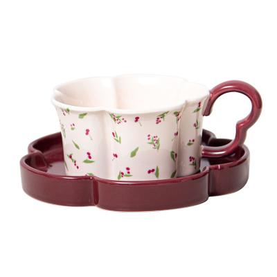 Cina Tazze e piatti da tè a forma di fiore di pomeriggio Cappuccino Mug Set di porcellana in vendita