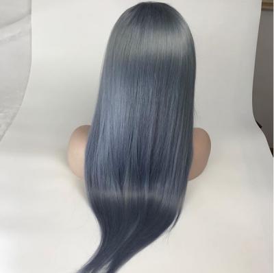 China straight hair & Remy Body Wave Human Hair Straight Blue Wig Burmese Raw Hair, Wholesale Lace Front Human Hair Wigs Natural Hairline, 130% Density for sale