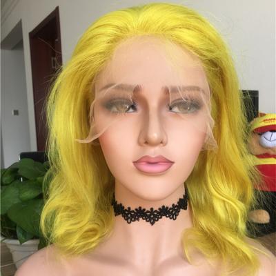 China Wholesale Yellow Body Wave Human Hair Lace Front Human Hair Wigs, 130% Density Cuticle Aligened Burmese Hair With Natural Hairline for sale